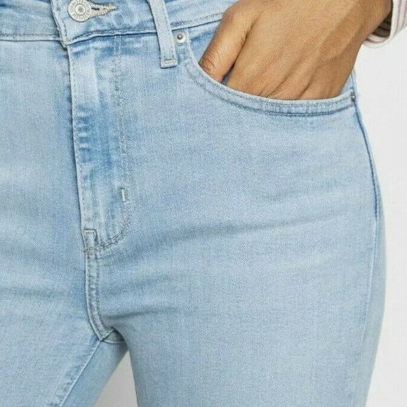 Levi's 721 Jeans 30 High Rise Waist Skinny Distressed Light Wash Denim Raw Hem - Picture 5 of 11